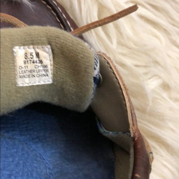 SPERRY green plaid dark leather boat shoes - Picture 6 of 9